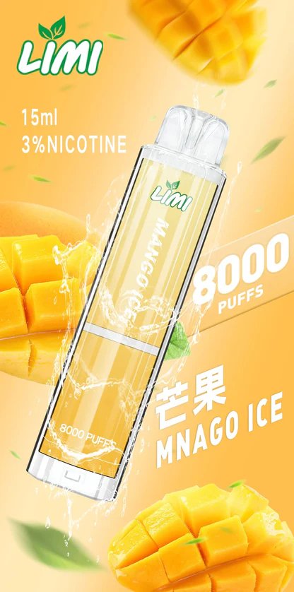 【LIMI】8000口拋棄式電子煙 吸氣即亮燈條 15ml 可充電 3%尼古丁鹽 冰爽水果口味 現貨秒發:圖片 3
