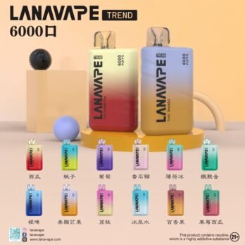 LANA 6000口拋棄式電子煙 可充電 8ml大容量 550mAh Type-C快充 3%丁鹽 Mesh霧化 商務質感 多口味水果 台灣現貨
